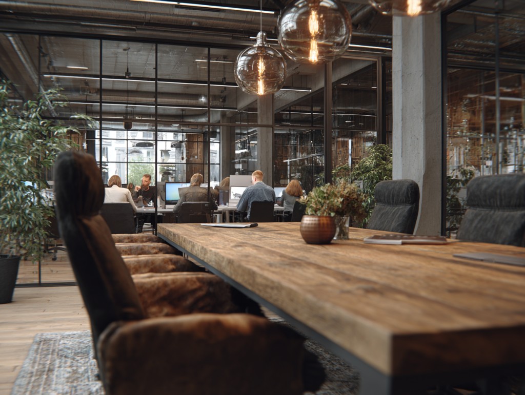 Team collaborating in a modern office